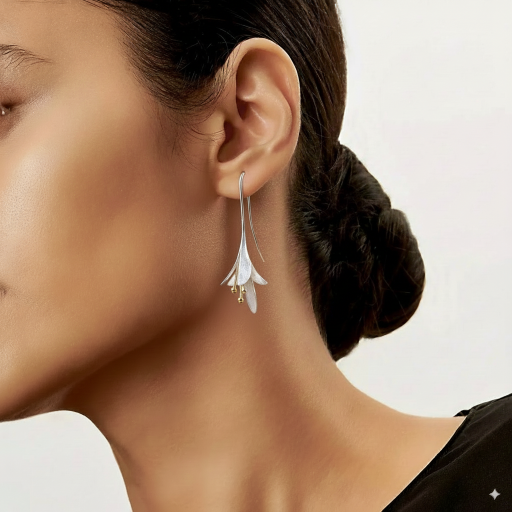 Srebrne kolczyki kwiaty