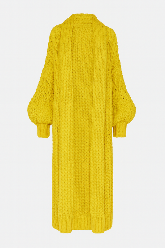 Długi Kardigan z Grubej Dzianiny | Luźny Krój | Splot o Wyrazistej Strukturze