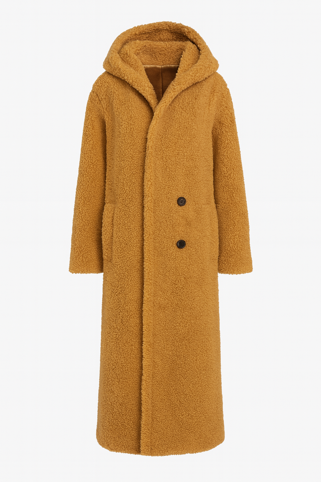 Damski Płaszcz z Futerkiem Teddy | Długi Fason z Kapturem | Ciepły i Stylowy na Zimę