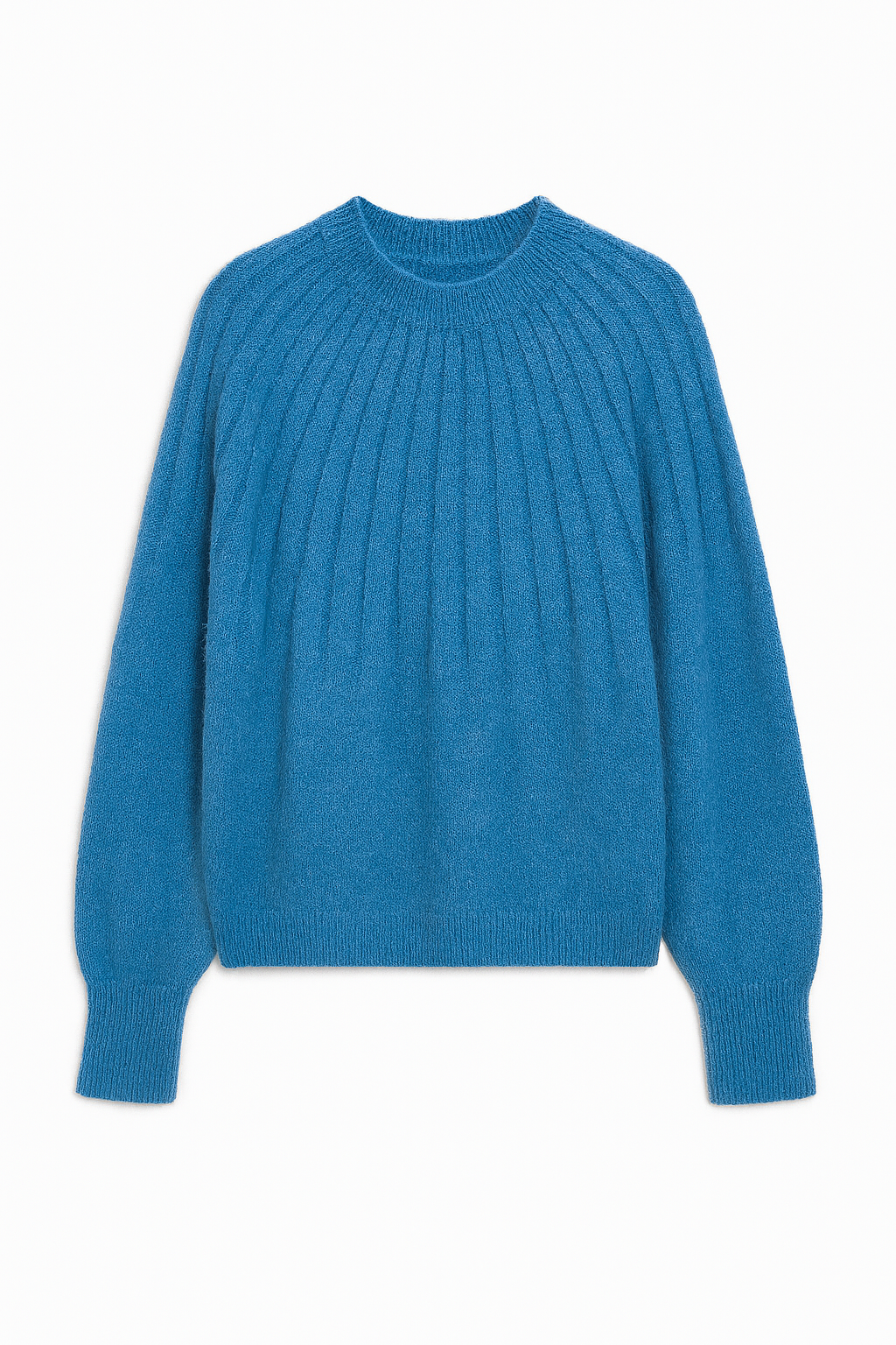 Damski Sweter z Włókna Puszystego | Delikatny Prążkowany Splot | Miękka Faktura | Luźny Krój